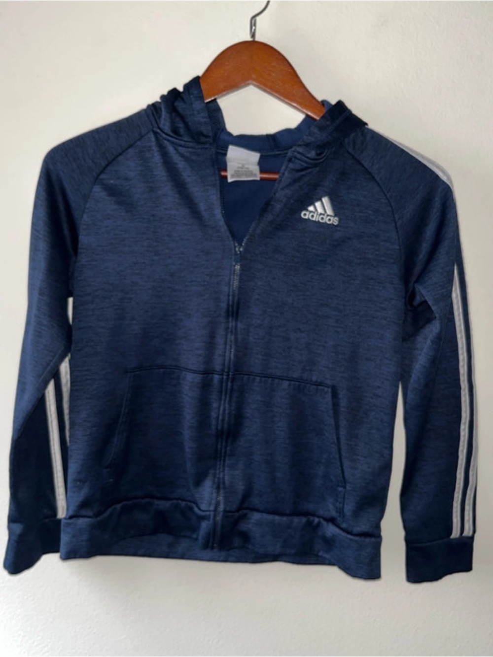 adidas Kids Navy Blue Full-Zip Hooded Jacket